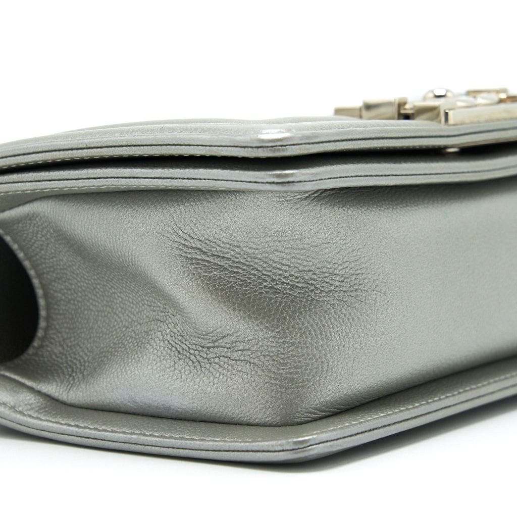 CHANEL SMALL BOY BAG CAVIAR LIGHT GREY SHW