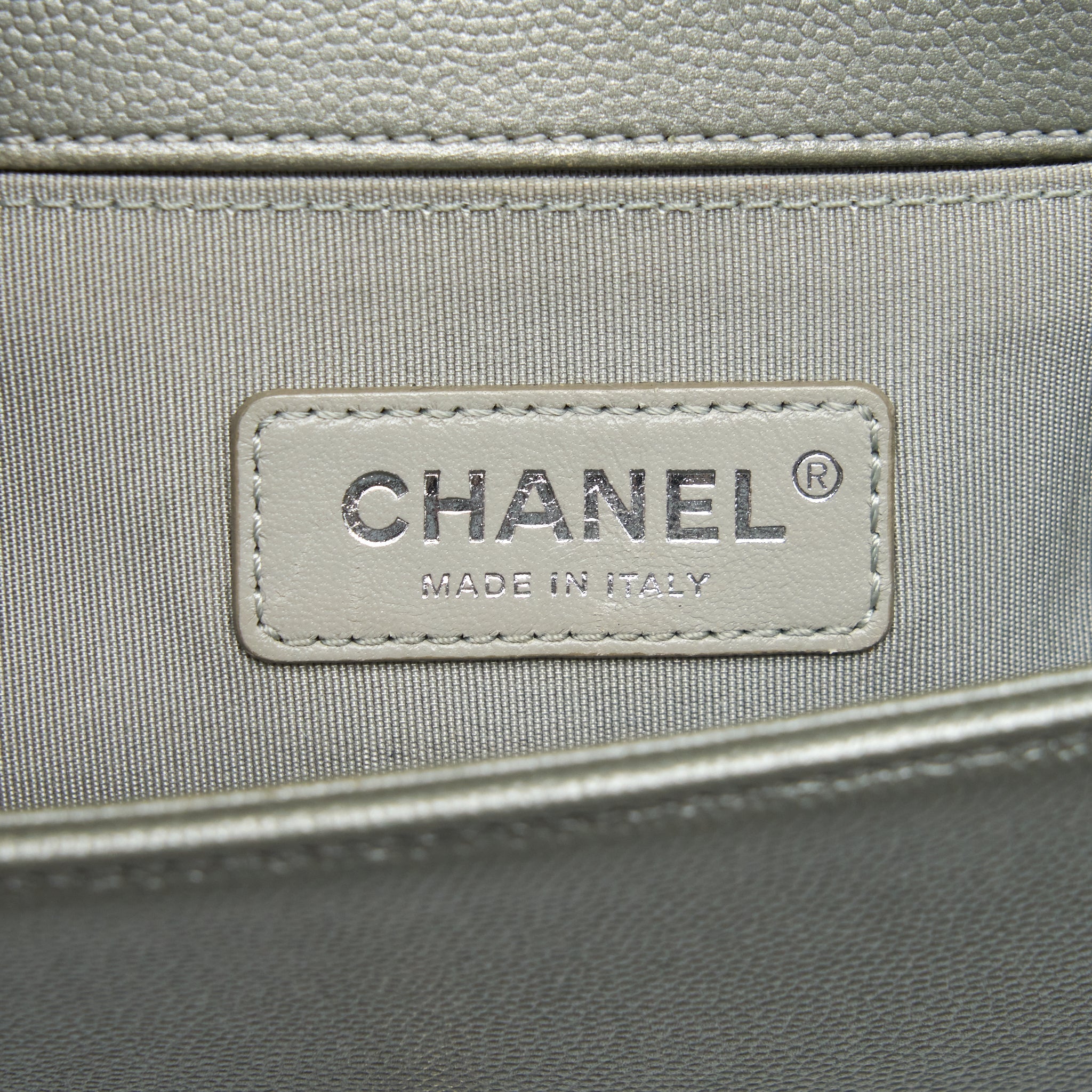 CHANEL SMALL BOY BAG CAVIAR LIGHT GREY SHW