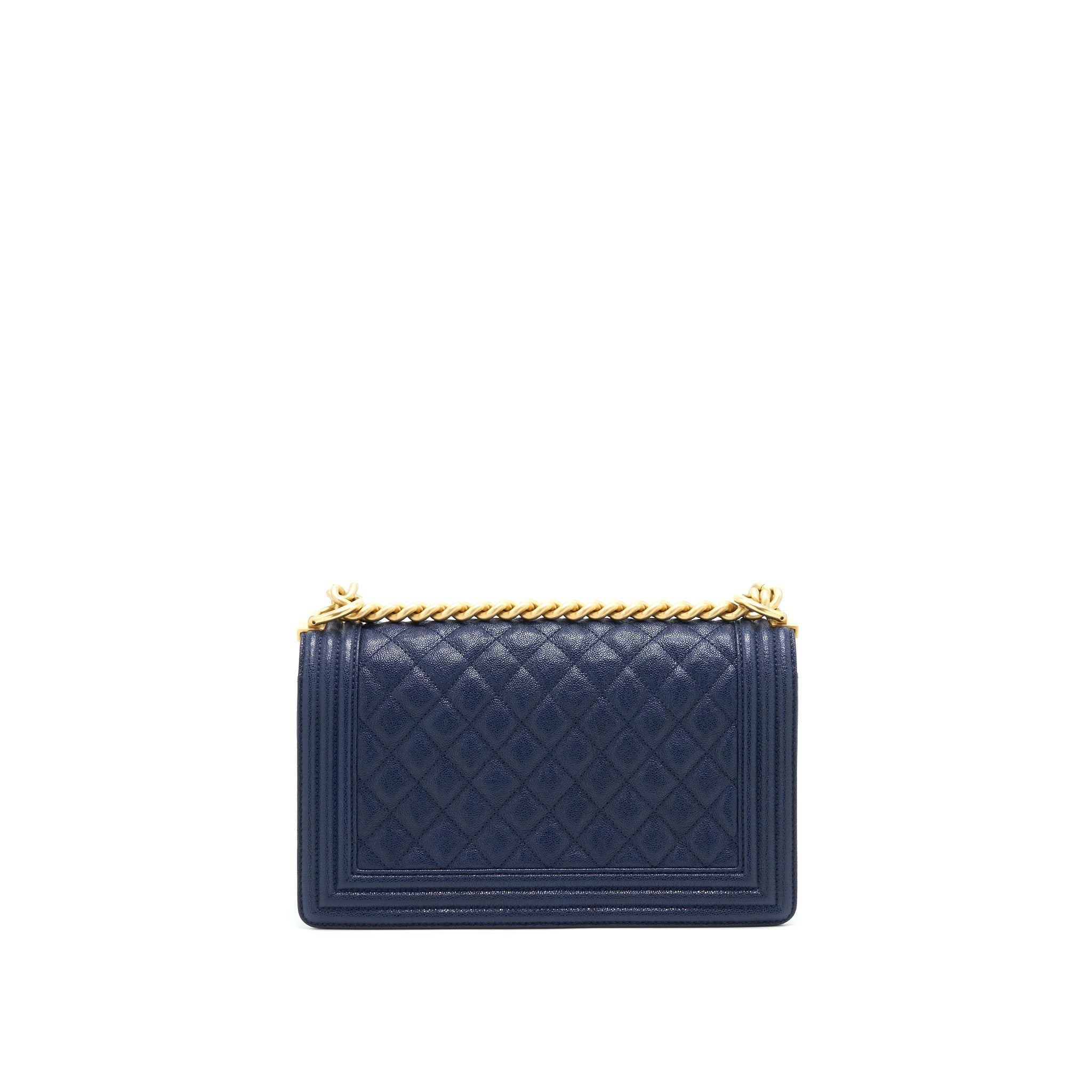 CHANEL BOY CHANEL OLD MEDIUM CAVIAR NAVY WITH GHW
