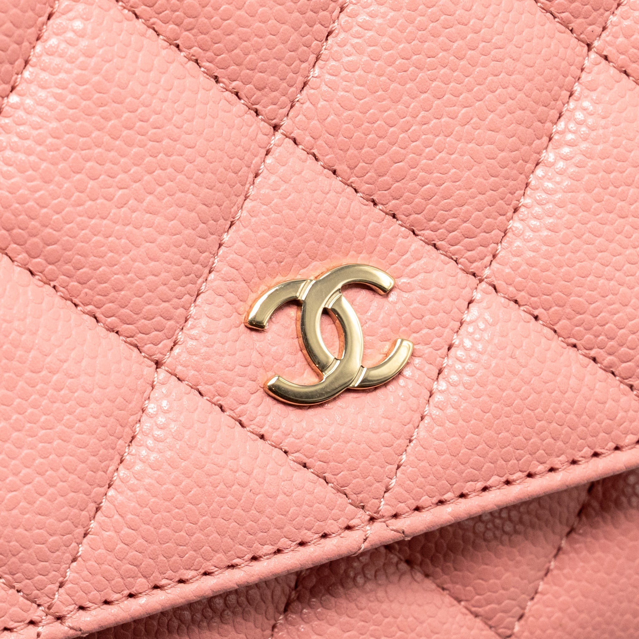 CHANEL CLASSIC WALLET ON CHAIN CAVIAR PINK LGHW (MICROCHIP)