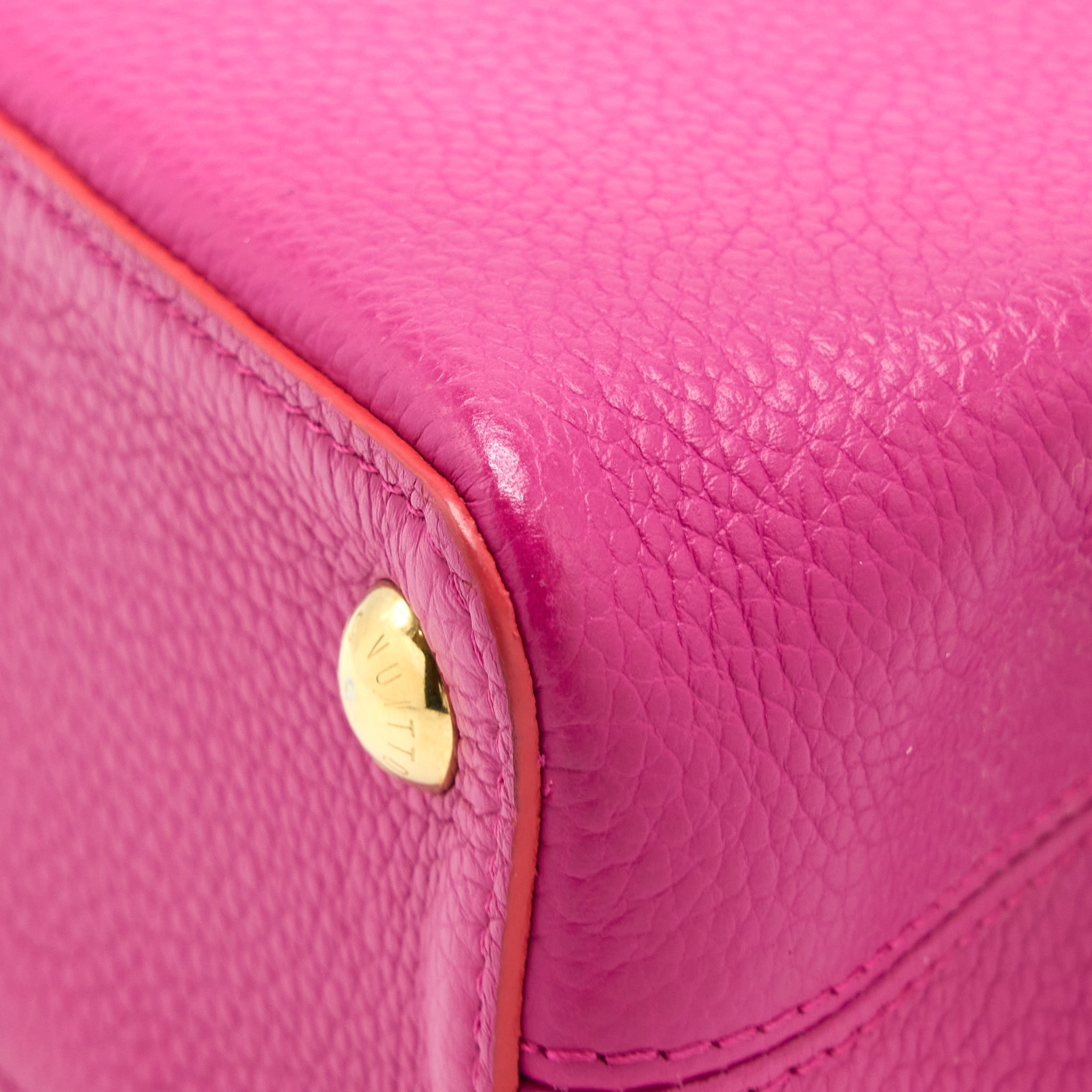 LOUIS VUITTON CAPUCINES BB CALFSKIN PINK/BRIGHT ORANGE GHW