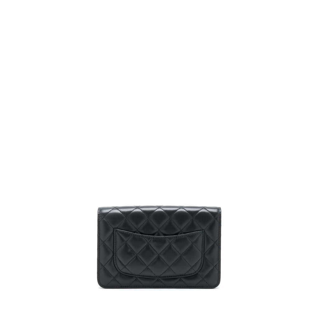 CHANEL 22B PEARL CRUSH WALLET ON CHAIN LAMBSKIN BLACK GHW (MICROCHIP)
