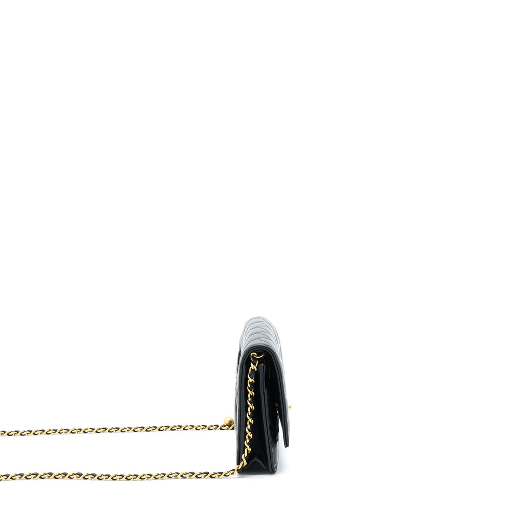 CHANEL 22B PEARL CRUSH WALLET ON CHAIN LAMBSKIN BLACK GHW (MICROCHIP)
