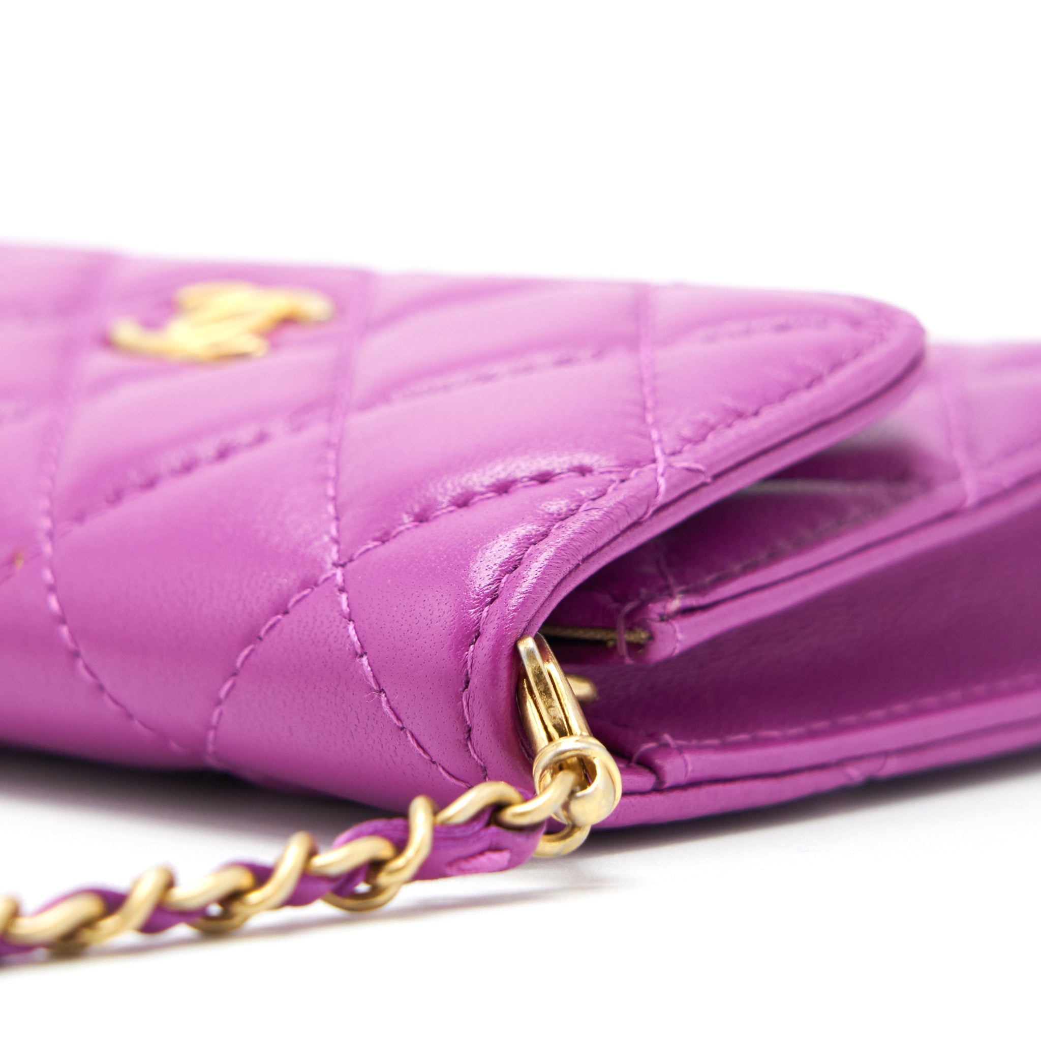 CHANEL PEARL CRUSH MINI BELT BAG LAMBSKIN PURPLE GHW