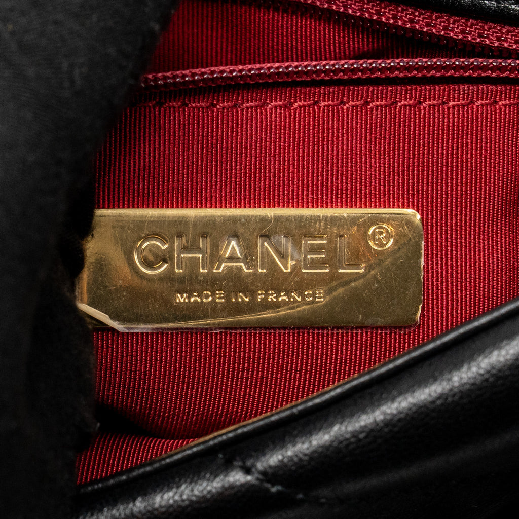 CHANEL SMALL 19 BAG GOATSKIN BLACK MULTICOLOR HARDWARE