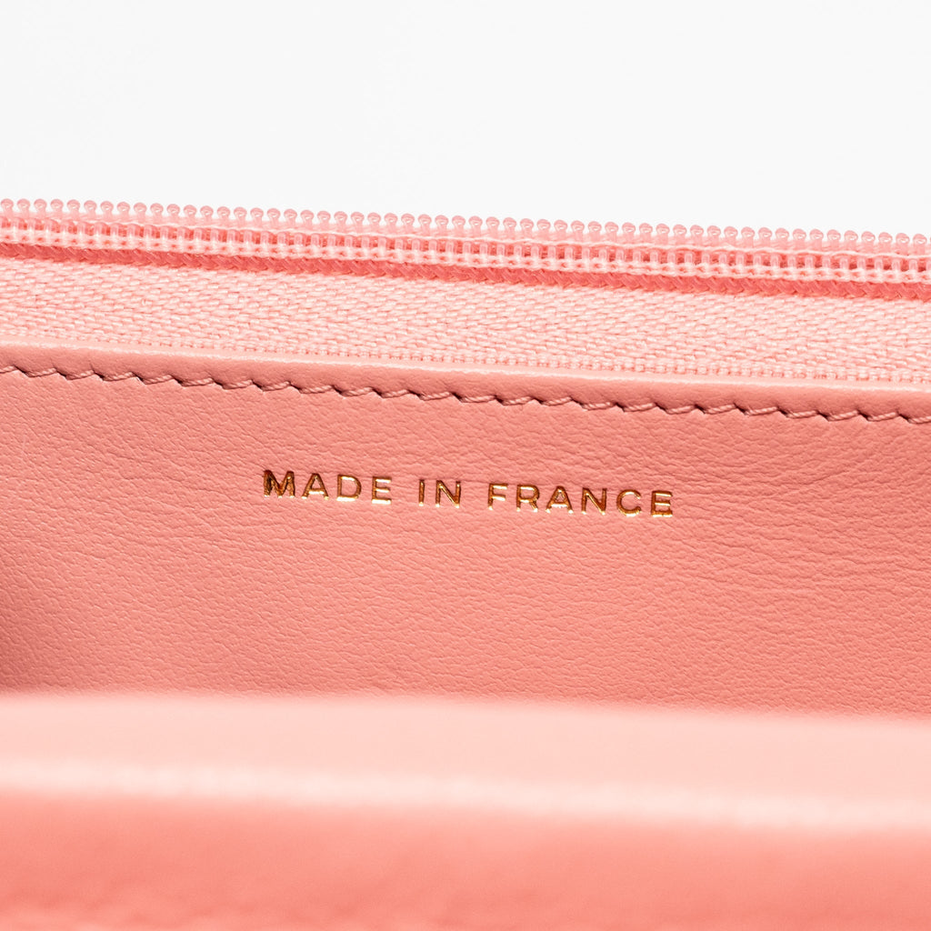 CHANEL CLASSIC WALLET ON CHAIN CAVIAR PINK LGHW (MICROCHIP)