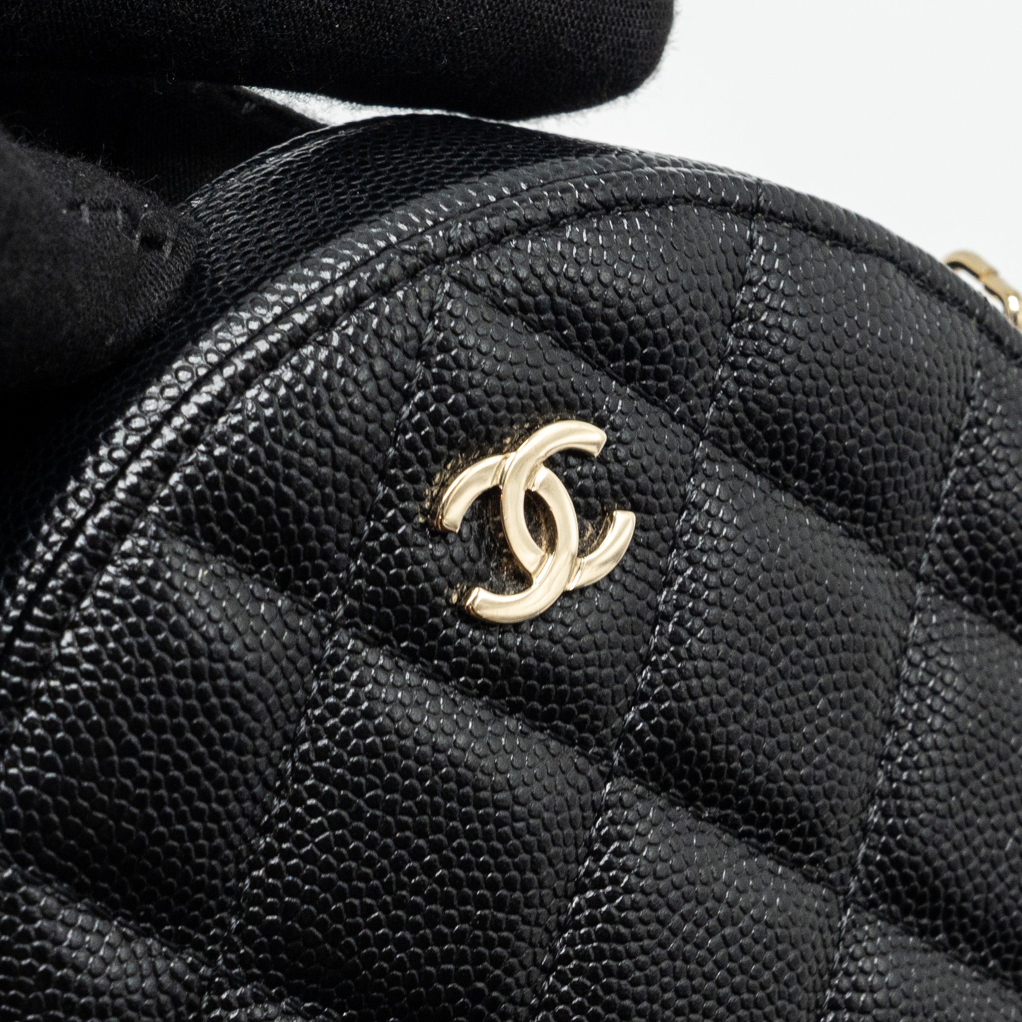 CHANEL ROUND CLUTCH WITH CHAIN CAVIAR BLACK LGHW