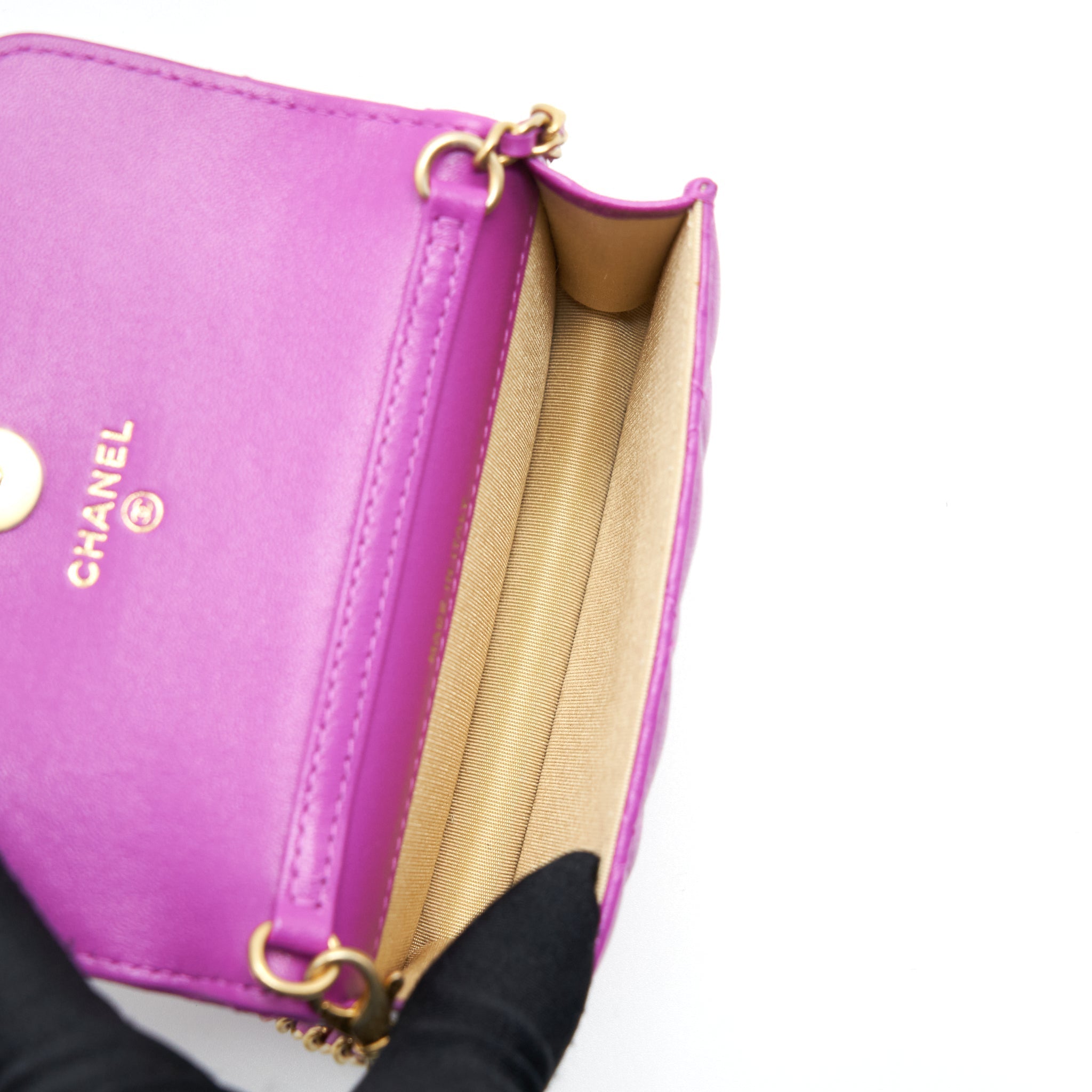 CHANEL PEARL CRUSH MINI BELT BAG LAMBSKIN PURPLE GHW