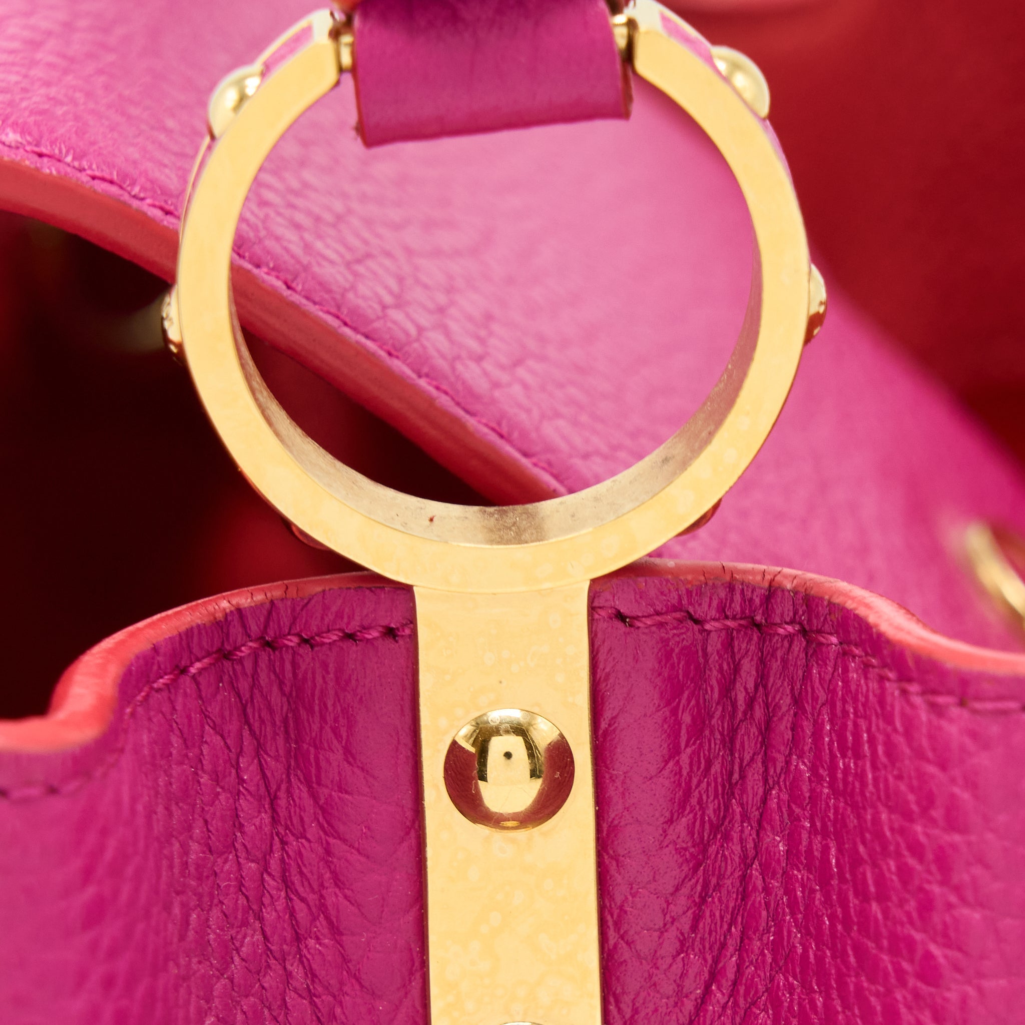 LOUIS VUITTON CAPUCINES BB CALFSKIN PINK/BRIGHT ORANGE GHW