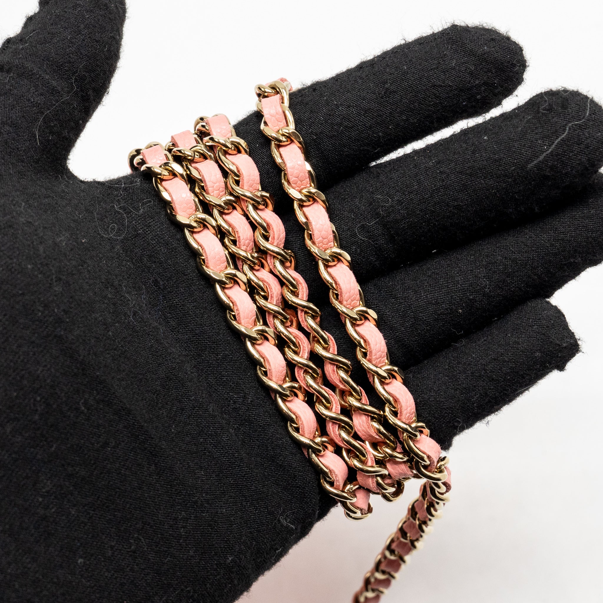 CHANEL CLASSIC WALLET ON CHAIN CAVIAR PINK LGHW (MICROCHIP)