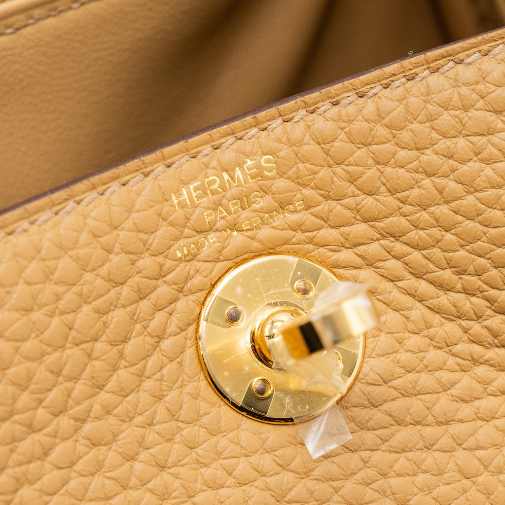 HERMES MINI LINDY CLEMENCE BISCUIT GHW