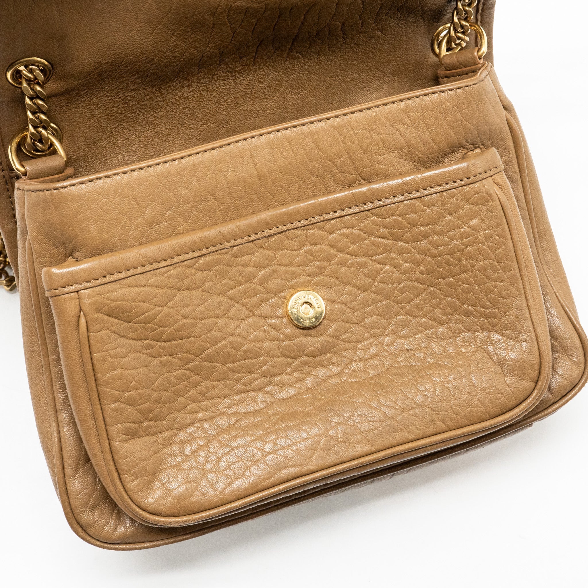SAINT LAURENT/YSL NIKI BABY GRAINED LAMBSKIN DARK CORK GHW