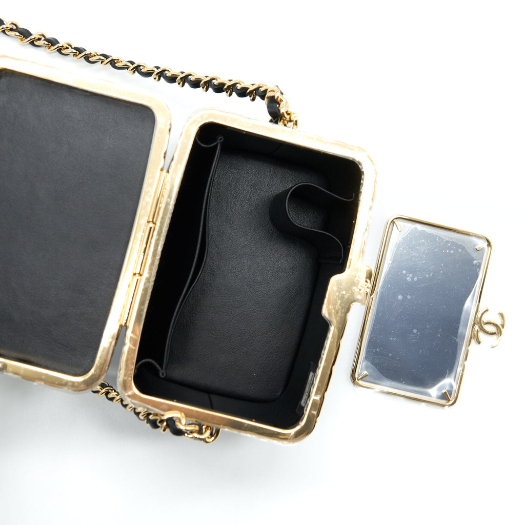 CHANEL SMALL CLIP FLAP VANITY WITH CHAIN LAMBSKIN BLACK GHW