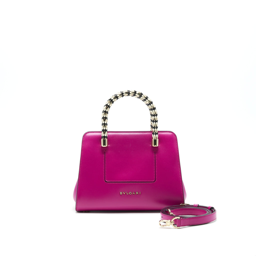 BVLGARI TOP HANDLE TOTE BAG WITH LONG STRAP PINK LGHW