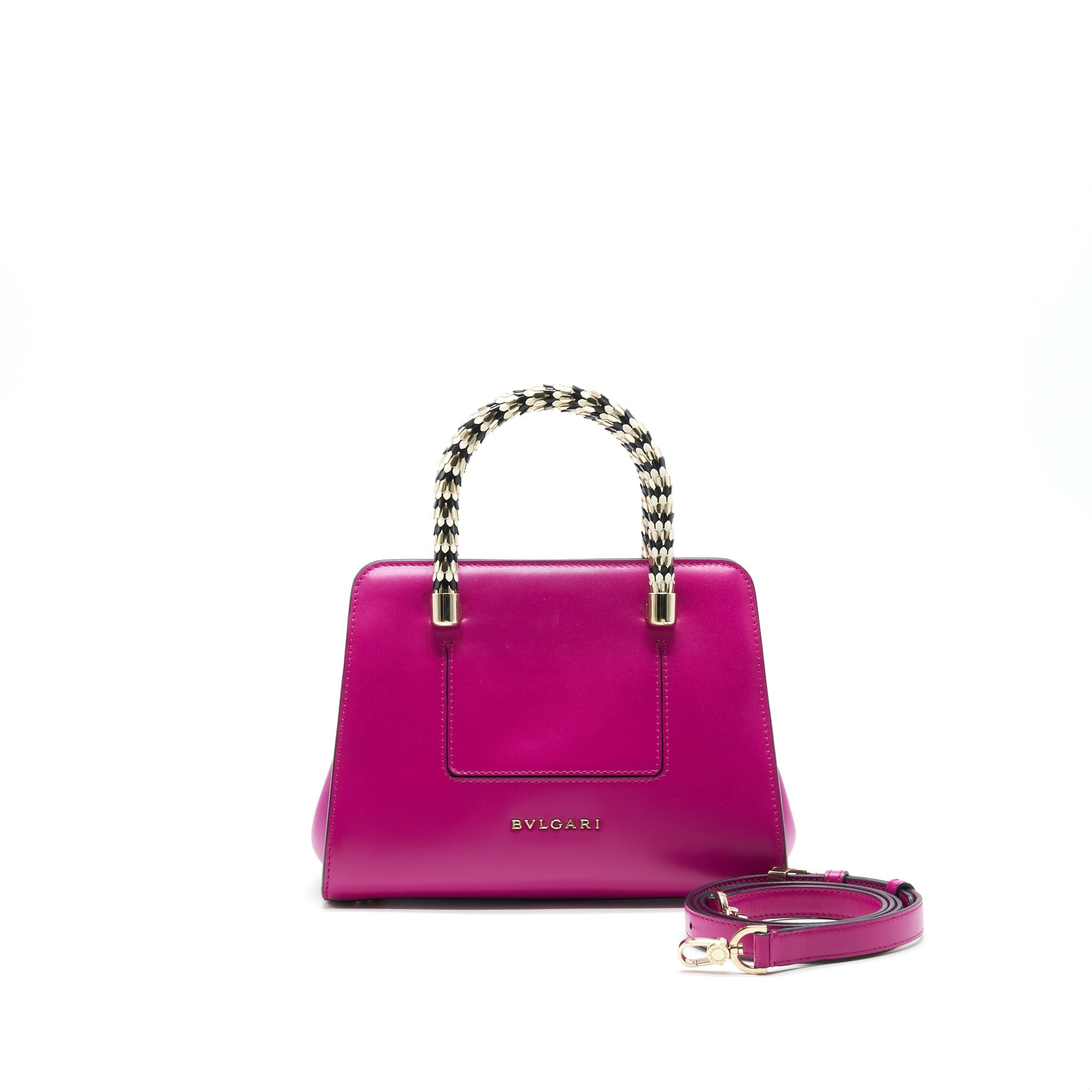 BVLGARI TOP HANDLE TOTE BAG WITH LONG STRAP PINK LGHW