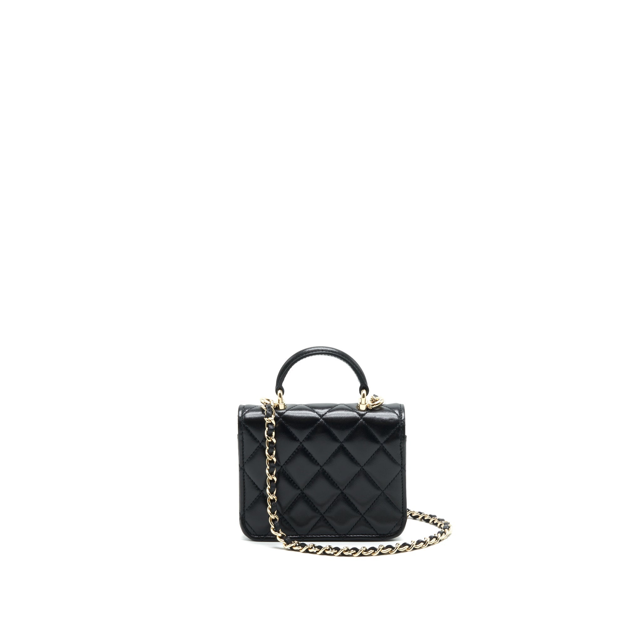 CHANEL 21K FLAP COIN PURSE WITH CHAIN BLACK LGHW