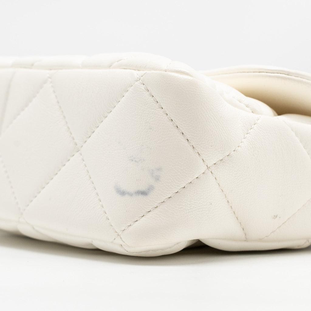 CHANEL 23S COCO LOVE SMALL FLAP BAG LAMBSKIN WHITE GHW (MICROCHIP)