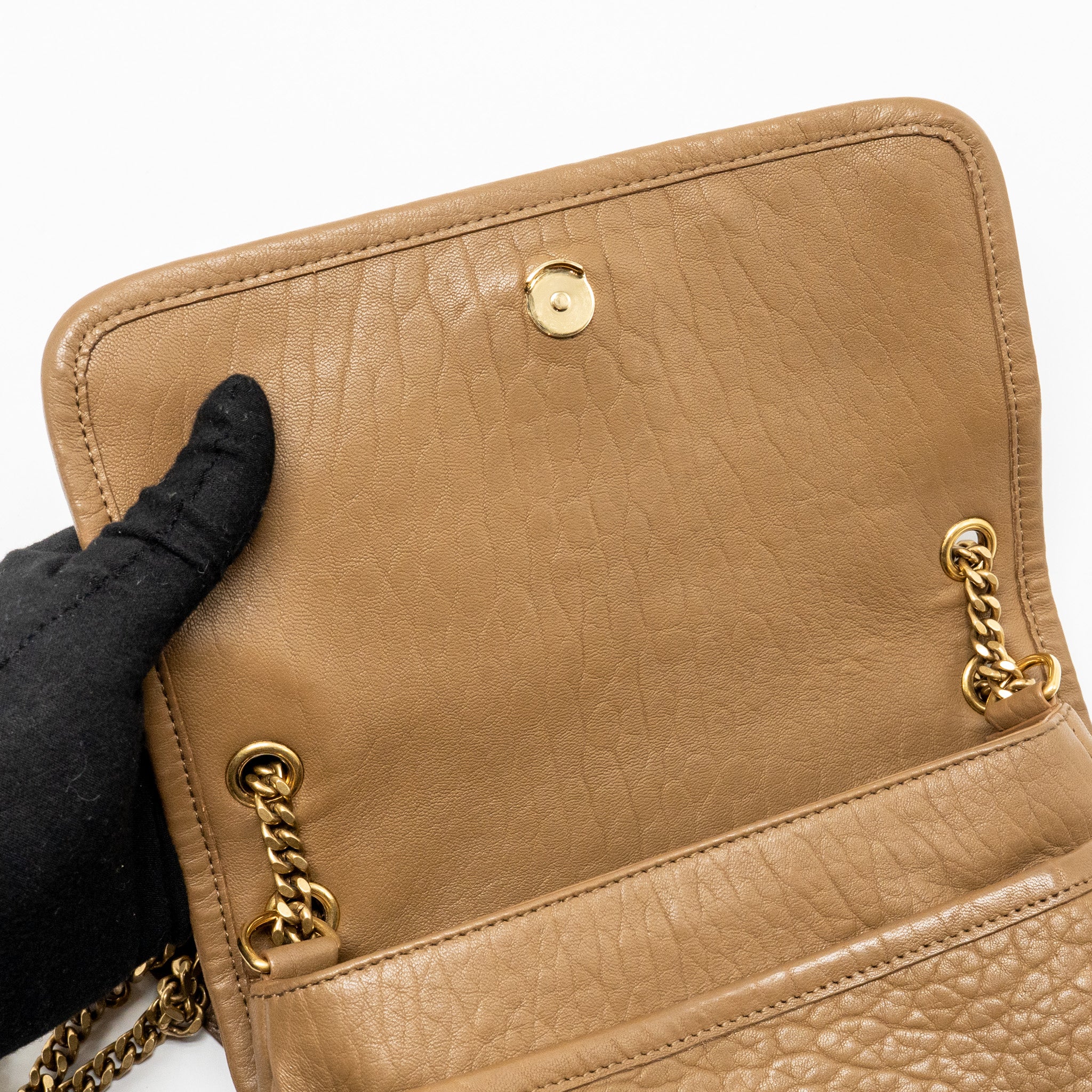 SAINT LAURENT/YSL NIKI BABY GRAINED LAMBSKIN DARK CORK GHW
