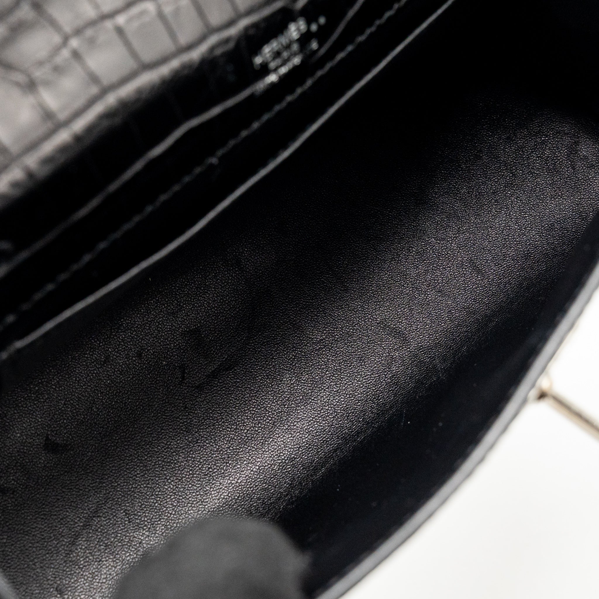 HERMES KELLY POCHETTE CROCODILE NILOTICUS MATT BLACK SHW