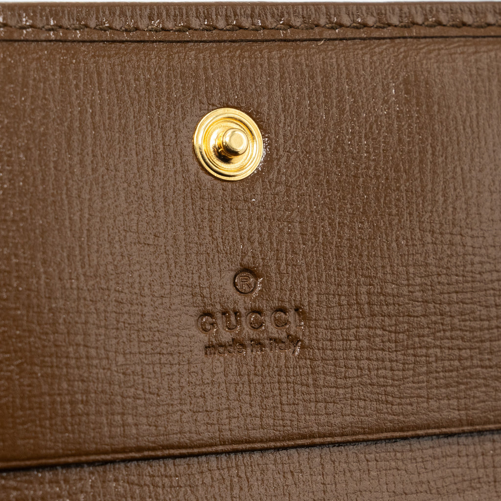 GUCCI HORSEBIT 1955 CARD CASE WALLET GG SUPREME CANVAS/ CALFSKIN BROWN GHW