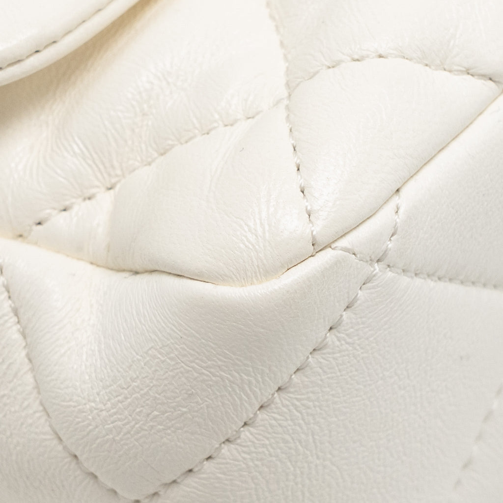 CHANEL 23S COCO LOVE SMALL FLAP BAG LAMBSKIN WHITE GHW (MICROCHIP)