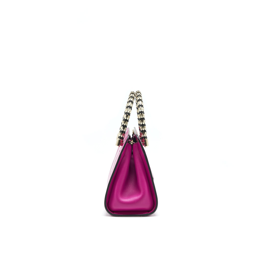 BVLGARI TOP HANDLE TOTE BAG WITH LONG STRAP PINK LGHW