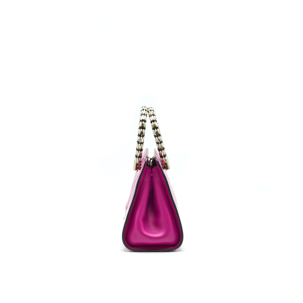 BVLGARI TOP HANDLE TOTE BAG WITH LONG STRAP PINK LGHW
