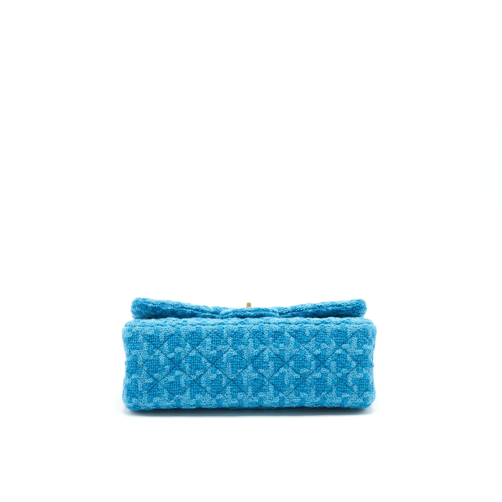CHANEL TWEED 2.55 SMALL REISSUE FLAP BAG BLUE BRUSHED GHW