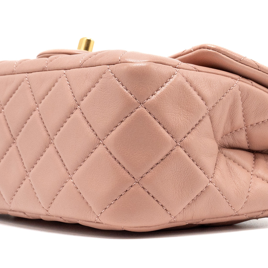 CHANEL PEARL CRUSH MINI SQUARE FLAP BAG LAMBSKIN PINK GHW (MICROCHIP)