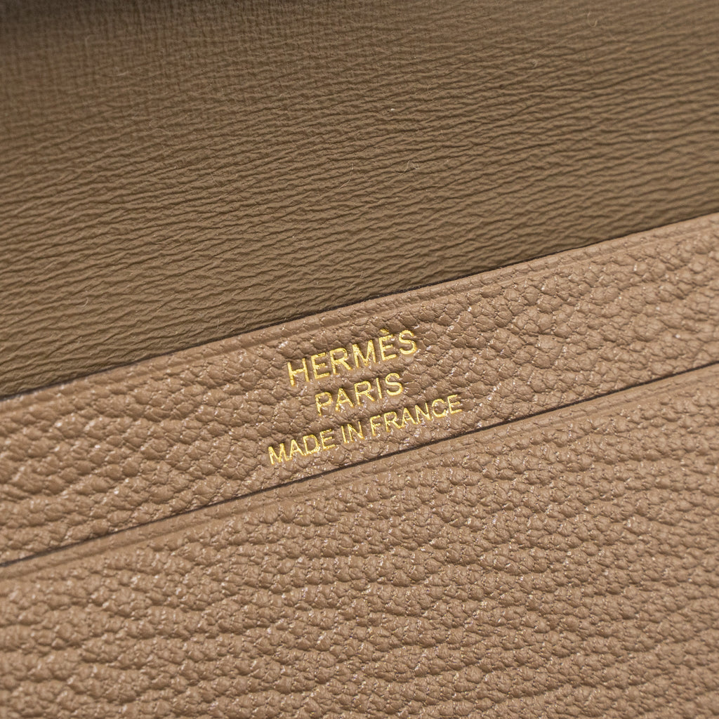 HERMES BEARN COMPACT WALLET CHEVRE MYSORE ETOUPE GHW