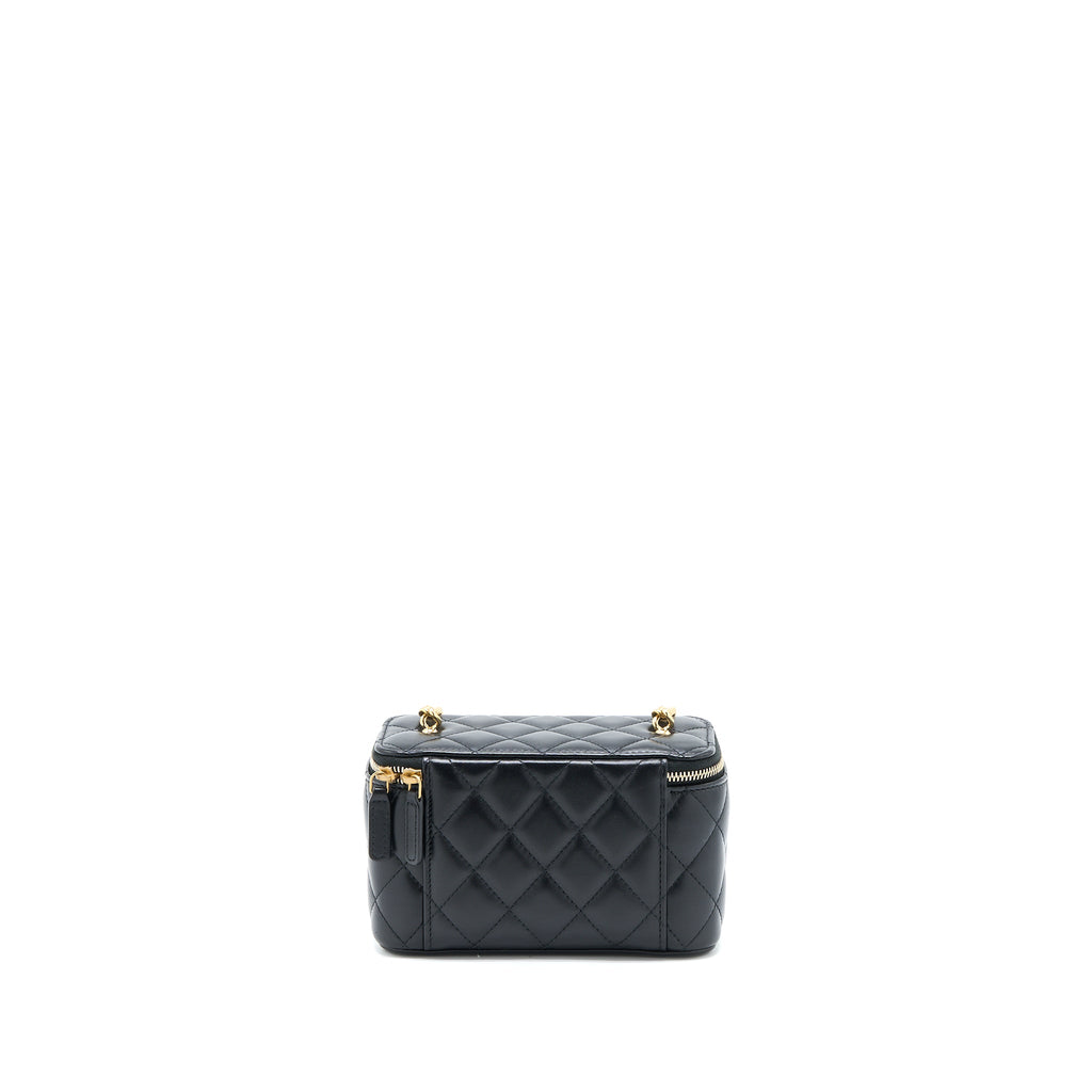 CHANEL LONG VANITY DETAILED GEM CHAIN LAMBSKIN BLACK GHW (MICROCHIP)