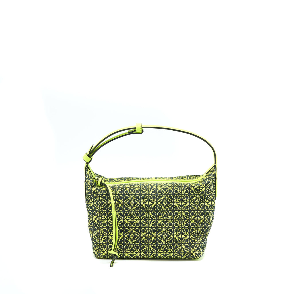 LOEWE SMALL CUBI BAG ANAGRAM JACQUARD CANVAS/LEATHER AMARILLO SHW
