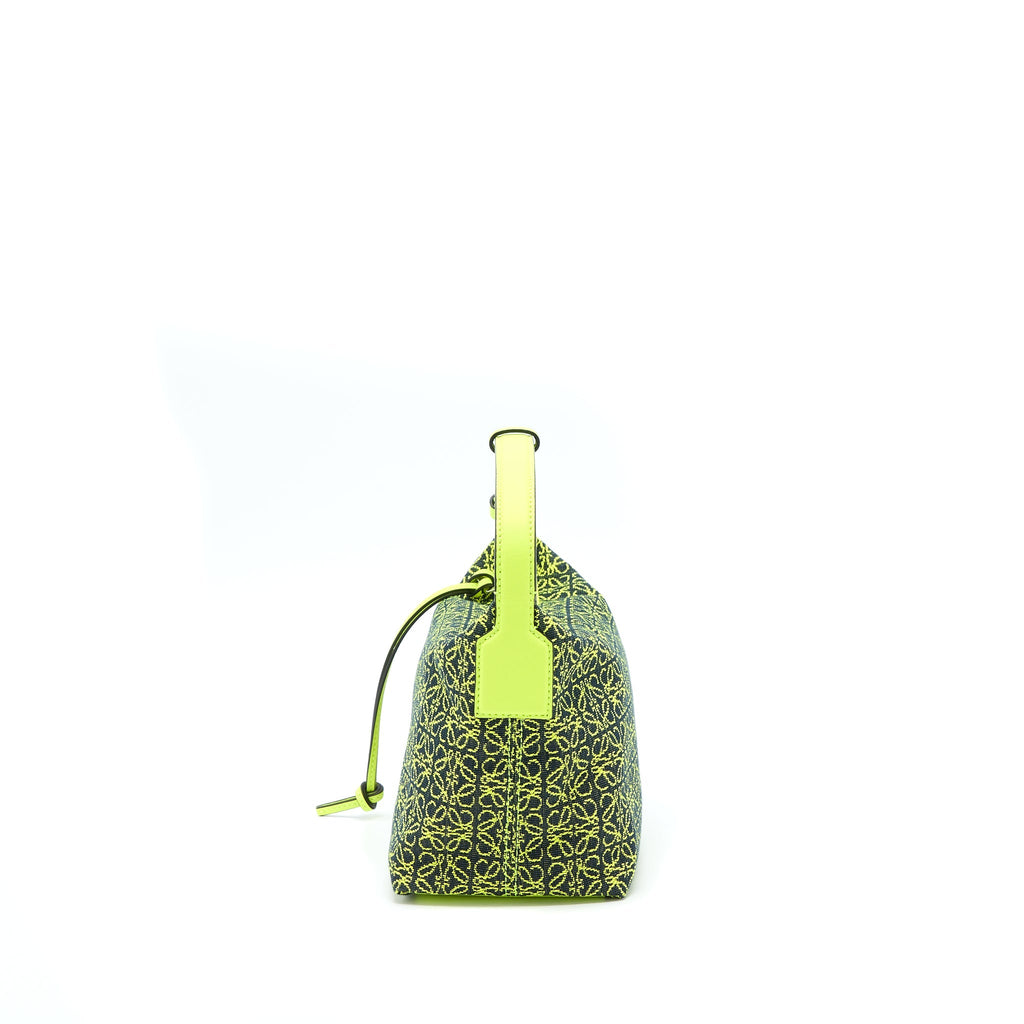 LOEWE SMALL CUBI BAG ANAGRAM JACQUARD CANVAS/LEATHER AMARILLO SHW