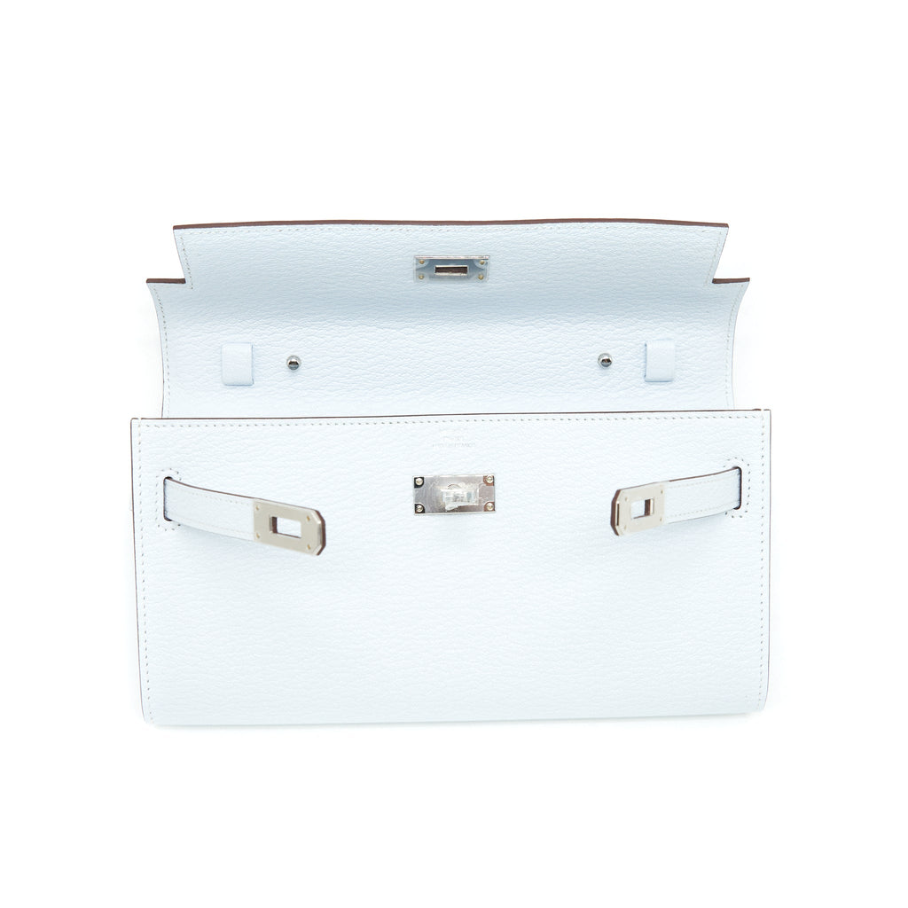 HERMES CLASSIC KELLY TO GO CHEVRE MYSORE BLUE BRUME SHW