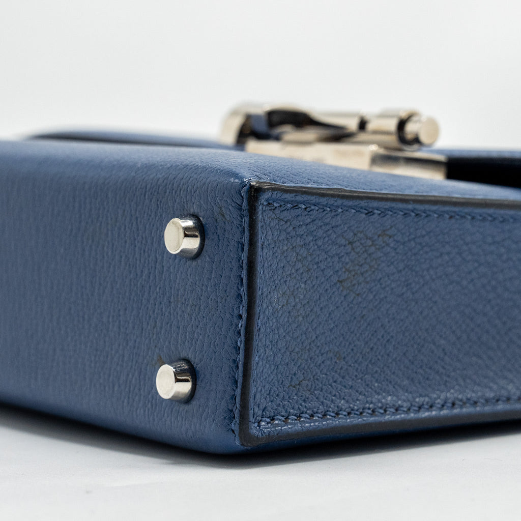 HERMES MINI VERROU CHÈVRE MYSORE BLUE BRIGHTON SHW
