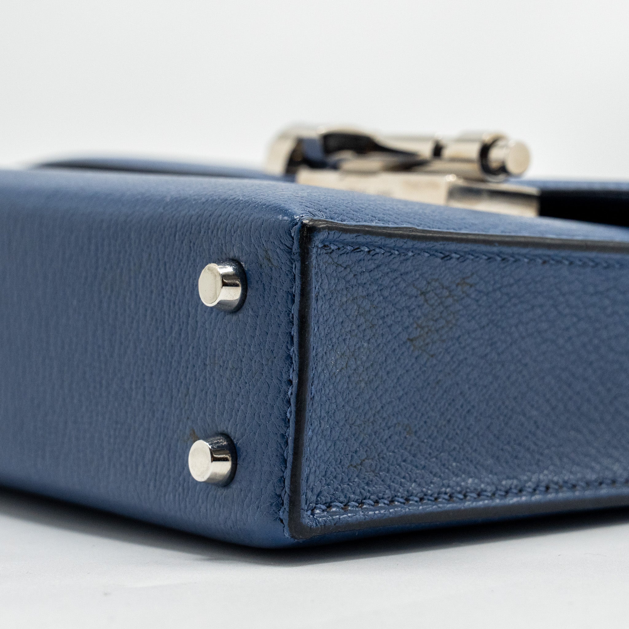 HERMES MINI VERROU CHÈVRE MYSORE BLUE BRIGHTON SHW