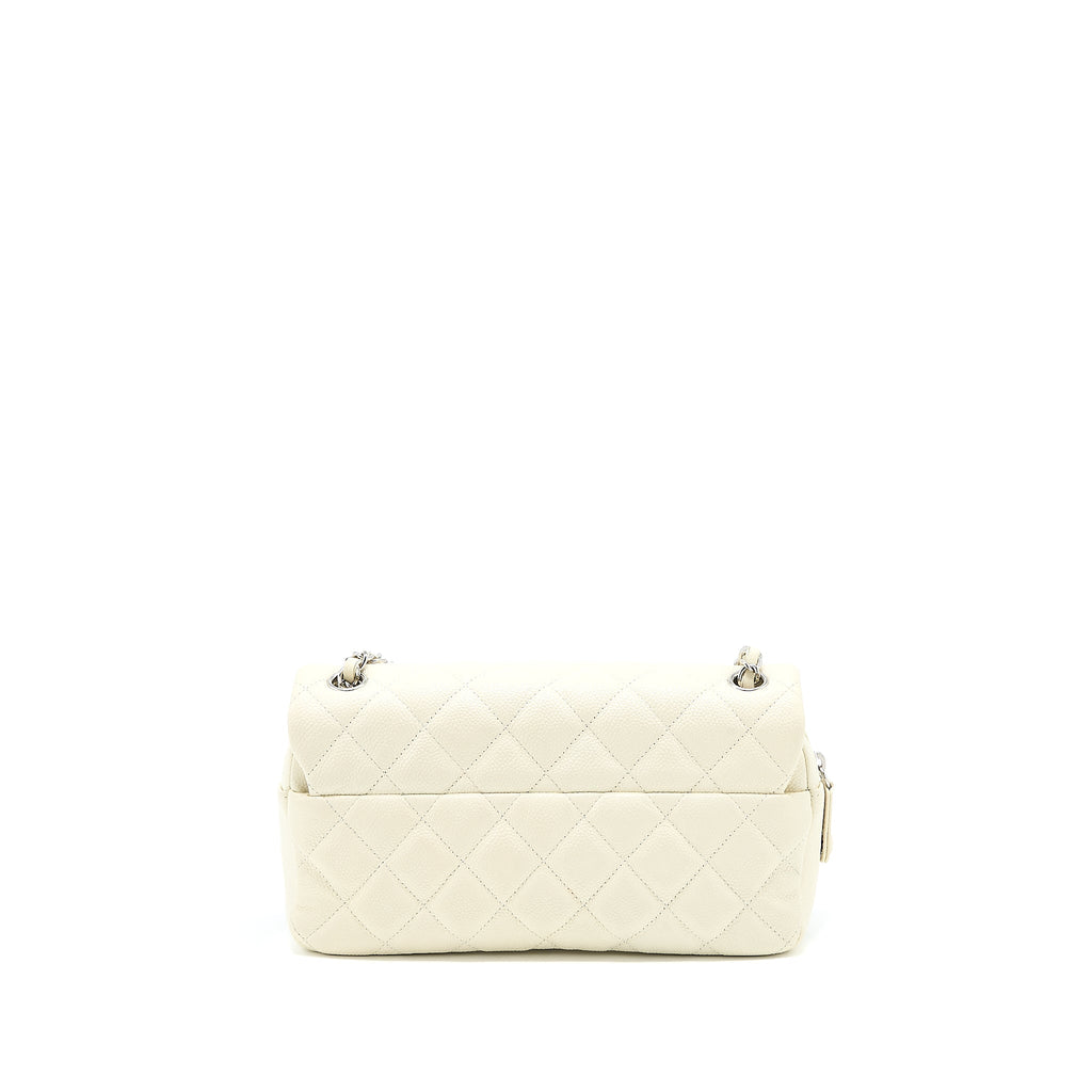 CHANEL QUILTED FLAP BAG CAVIAR WHITE SHW