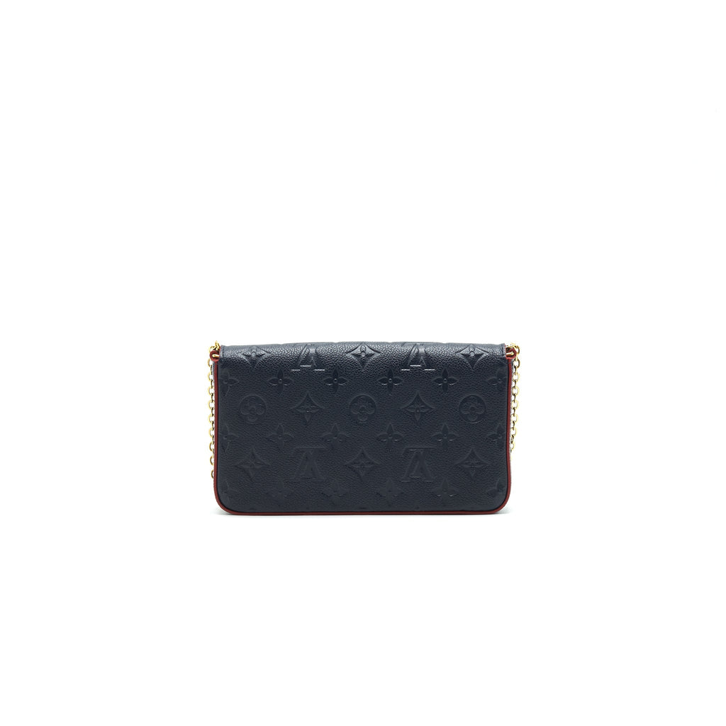 LOUIS VUITTON FELICIE POCHETTE MONOGRAM EMPREINTE LEATHER MARINE ROUGE