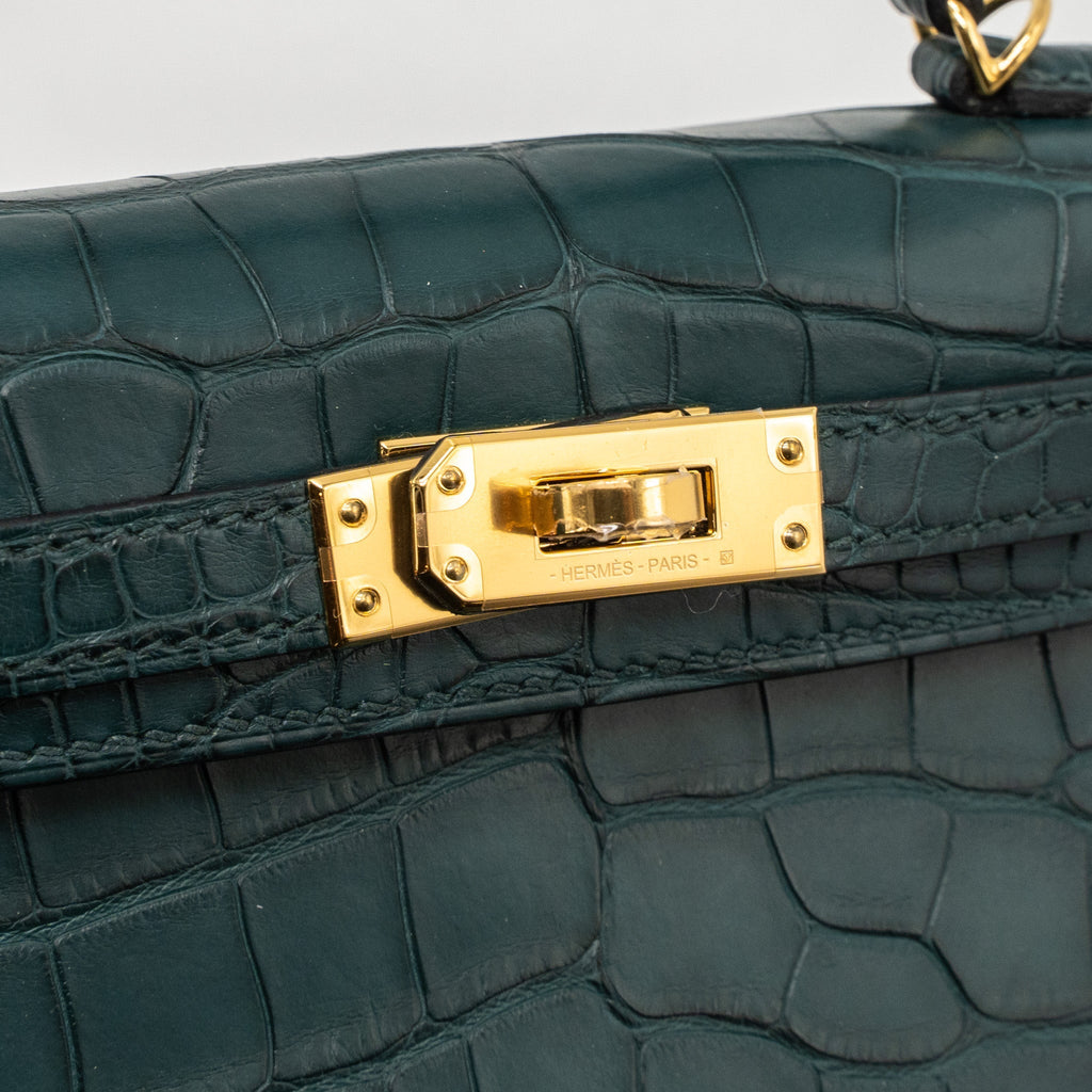 HERMES MINI KELLY II ALLIGATOR MISSISSIPPIENSIS MATTE 6O VERT CYPRES GHW