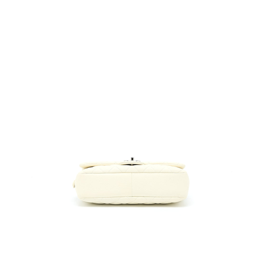 CHANEL QUILTED FLAP BAG CAVIAR WHITE SHW