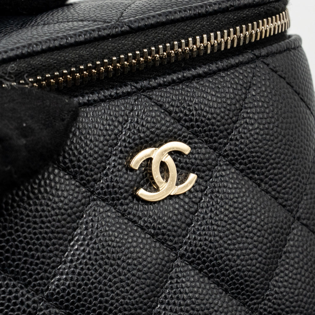 CHANEL CLASSIC SMALL VANITY WITH CHAIN CAVIAR BLACK LGHW