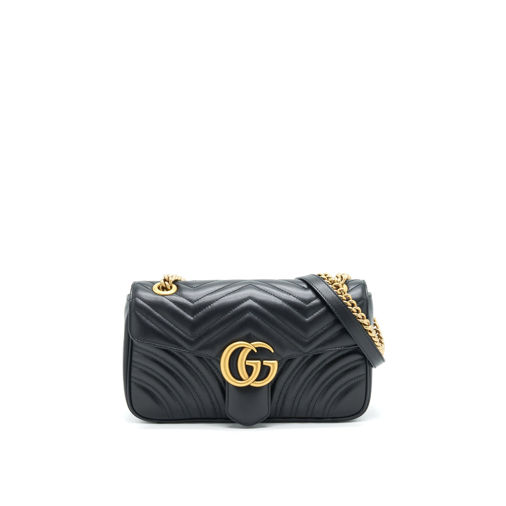 GUCCI GG MARMONT SHOULDER BAG 26CM BLACK WITH GHW