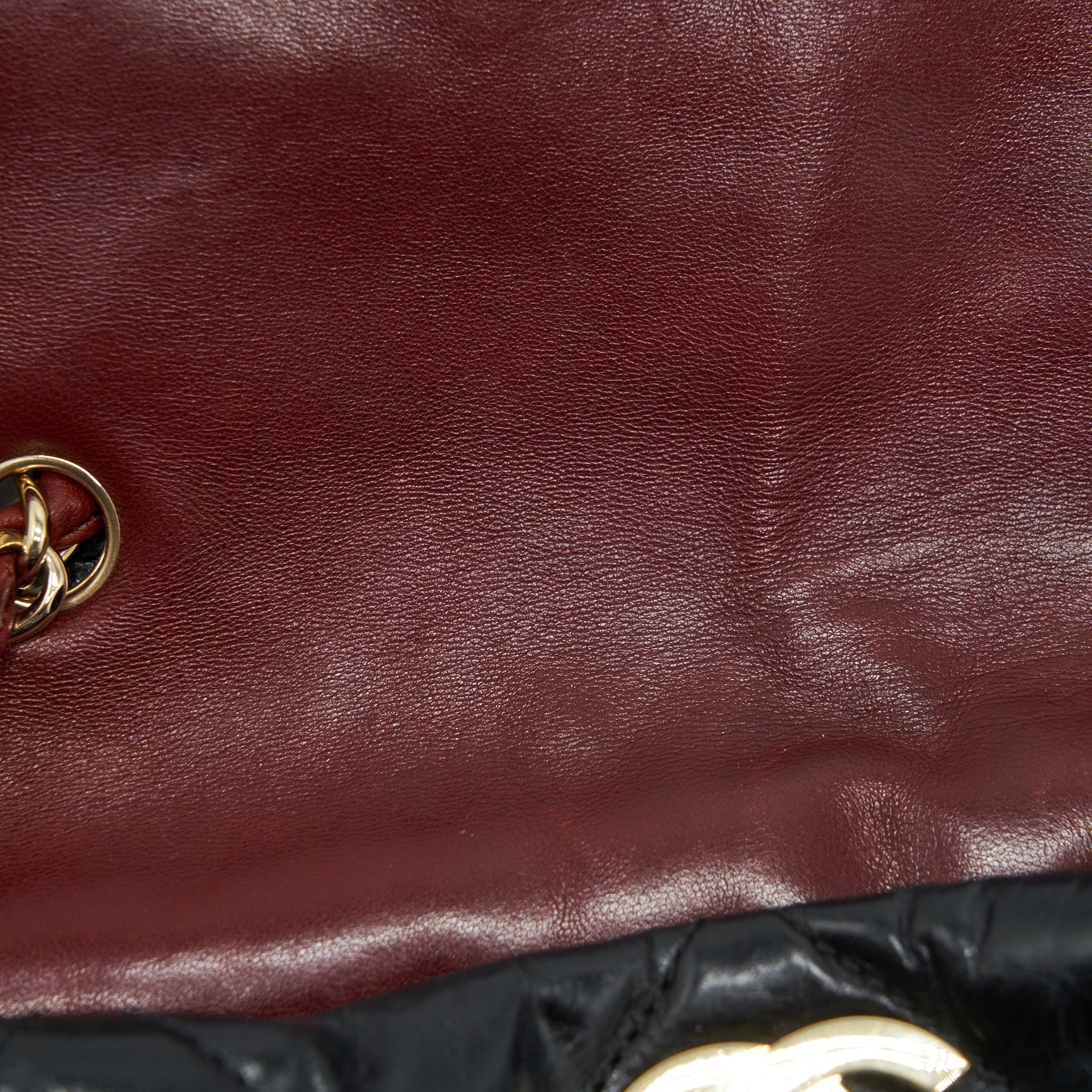CHANEL CALFSKIN TOTE BAG WITH CHAIN BLACK AND RED GHW
