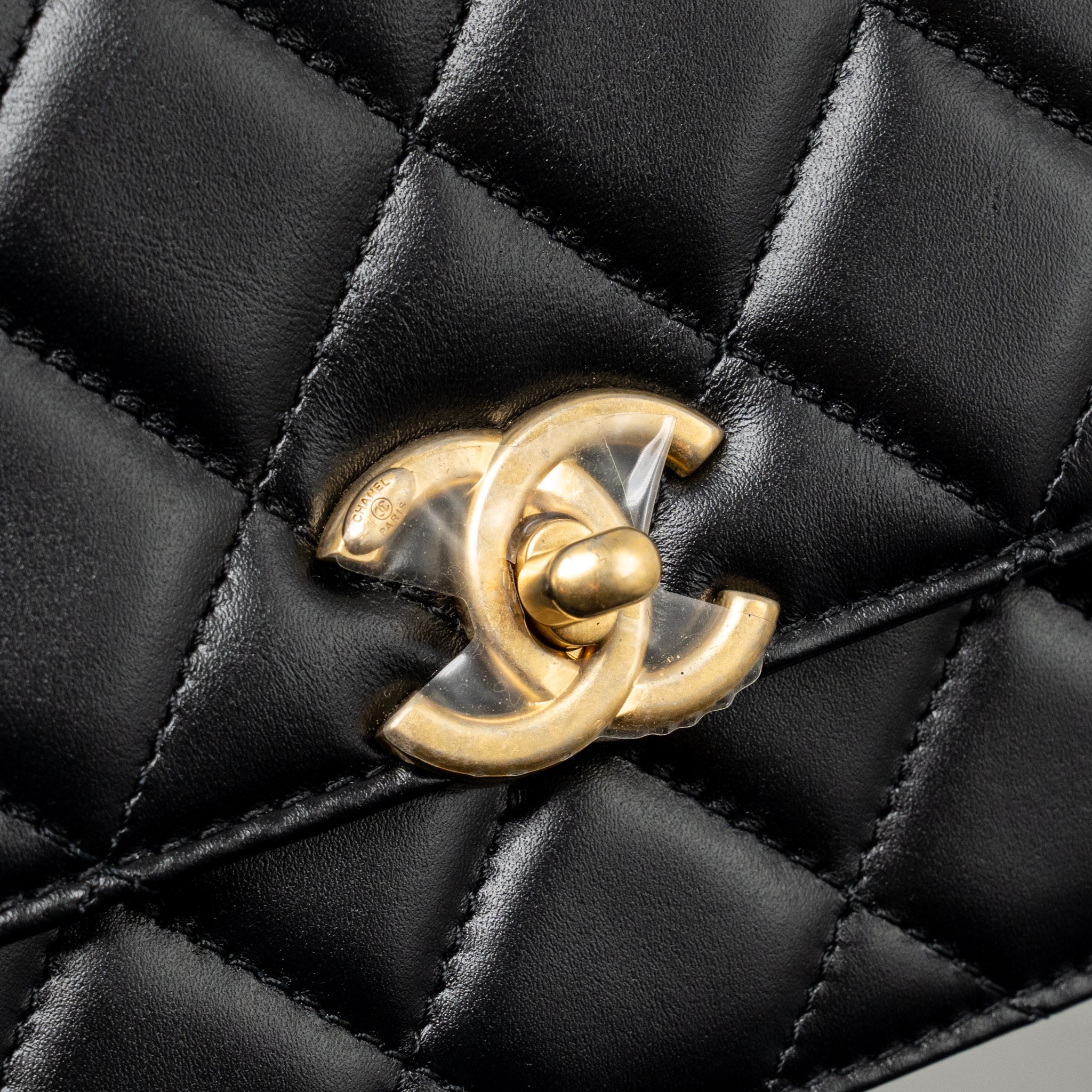 CHANEL GOLD CRUSH FLAP BAG CALFSKIN BLACK GHW (MICROCHIP)