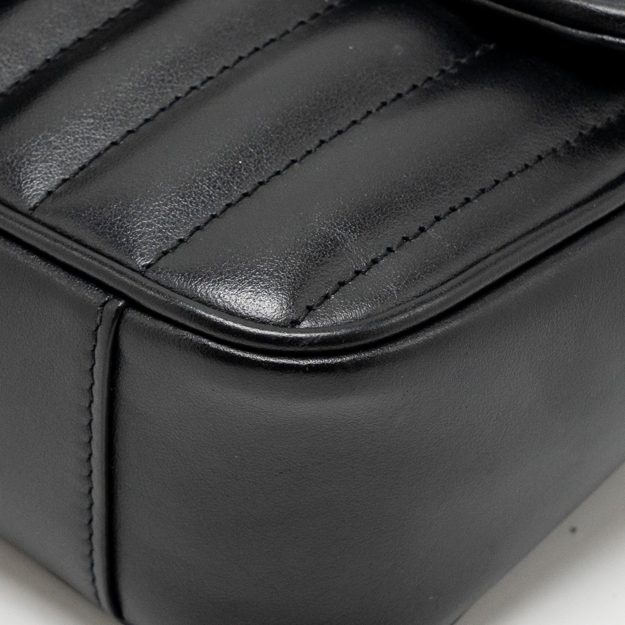 GUCCI SMALL GG MARMONT SHOULDER BAG CALFSKIN BLACK SHW