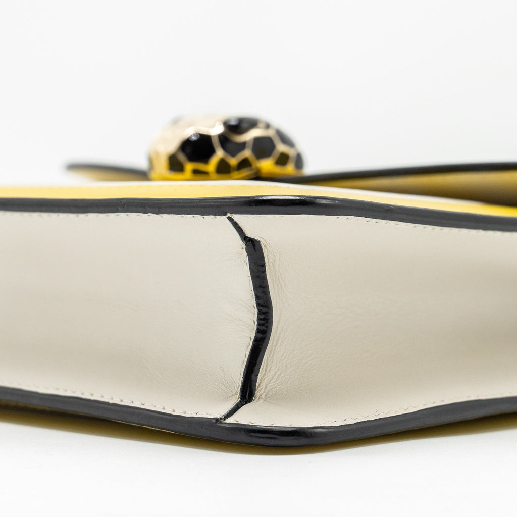 BVLGARI SERPENTI FOREVER CROSSBODY BAG CALFSKIN YELLOW/WHITE LGHW