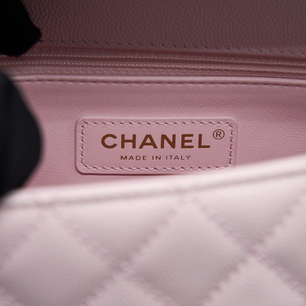 CHANEL SMALL COCO HANDLE CAVIAR LIGHT PINK NG750 LGHW(MICROCHIP)