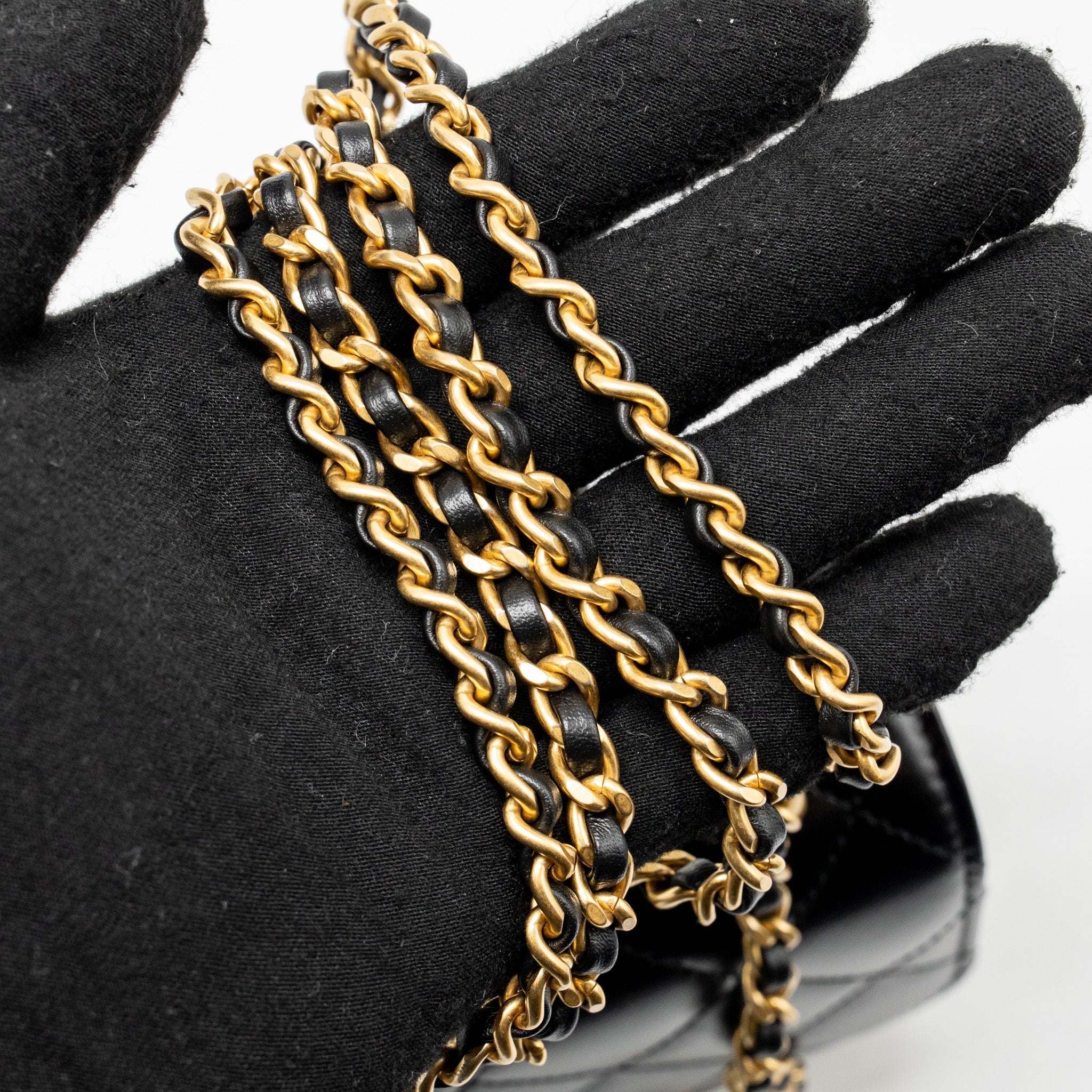 CHANEL GOLD CRUSH FLAP BAG CALFSKIN BLACK GHW (MICROCHIP)