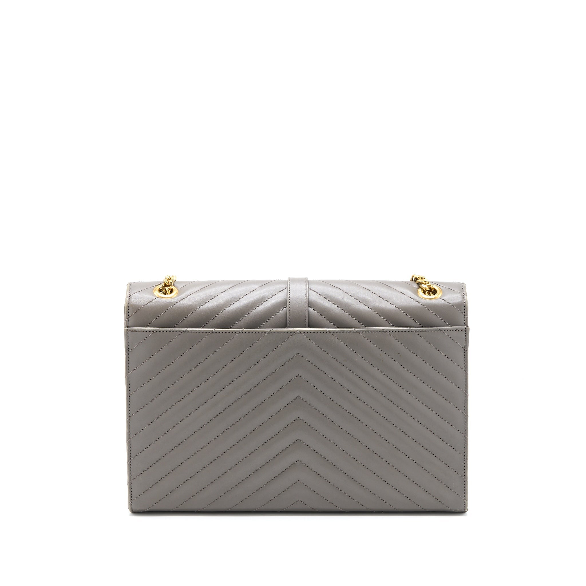 SAINT LAURENT ENVELOPE LARGE BAG CALFSKIN GREY GHW