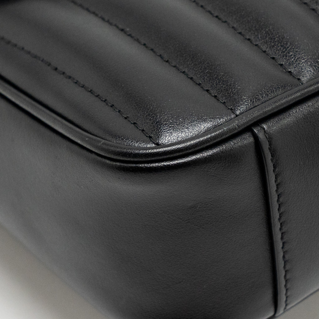GUCCI SMALL GG MARMONT SHOULDER BAG CALFSKIN BLACK SHW